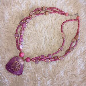 Mauve Beaded Beauty! Amulet Statement Necklace